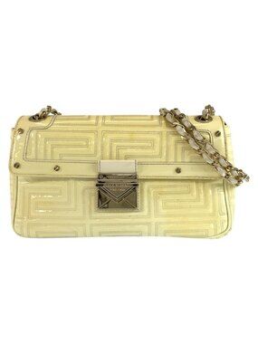 Versace Yellow Gold Patent Chain Shoulder Bag Pochette